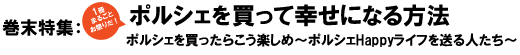 巻末特集　創刊10周年企画　1冊まるごとお祭りだ！　ポルシェを買って幸せになる方法
ポルシェを買ったらこう楽しめ～ポルシェHappyライフを送る人たち～